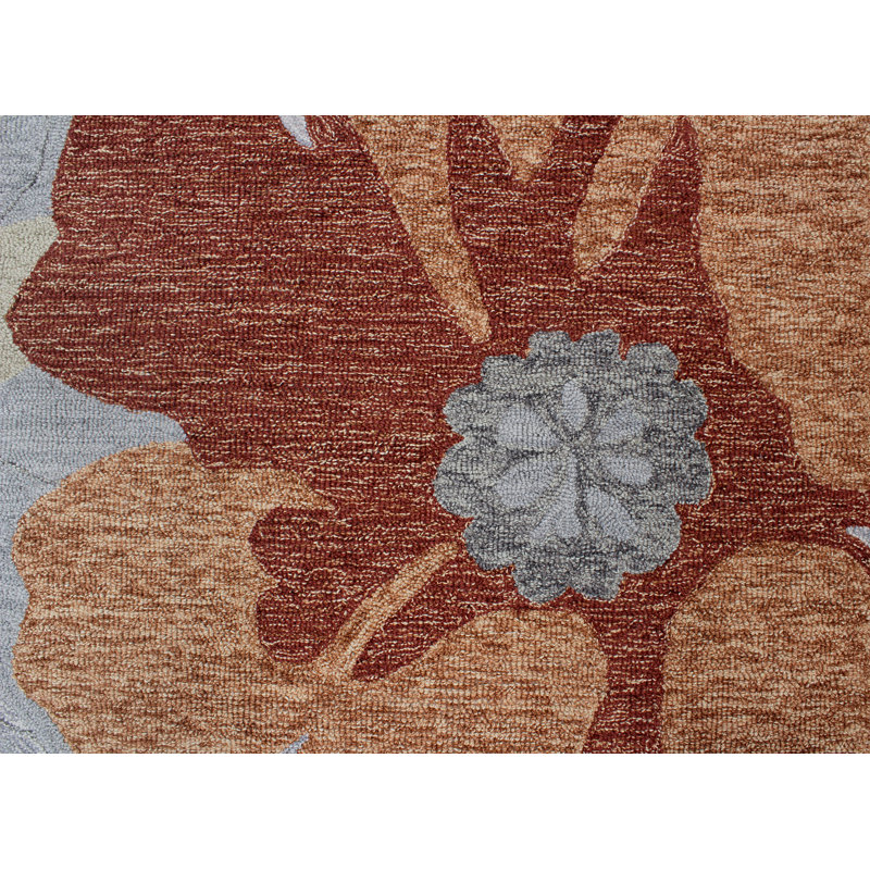 Wildon Home® Aletta Handmade Silver Floral Wool Area Rug Wayfair